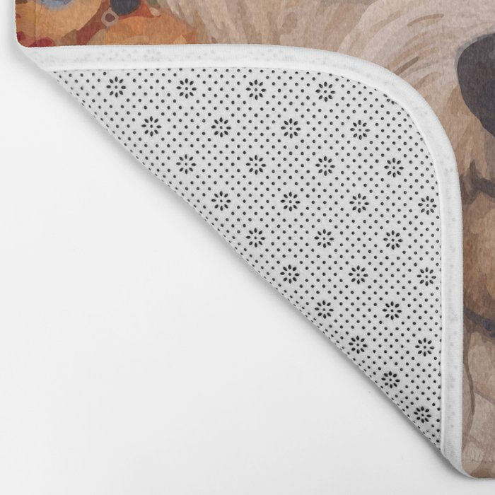 White Klimt Dog with Curly Hair Bath Mat Gallery Image 2