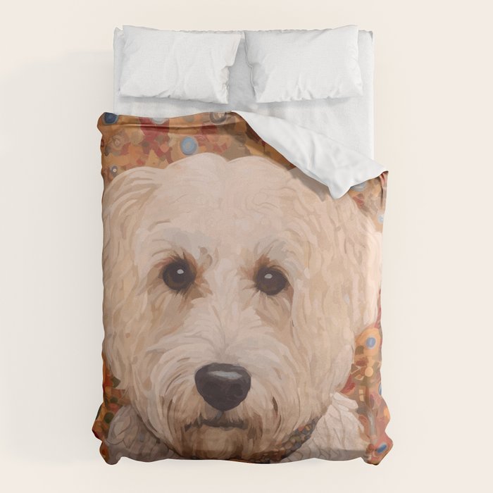 White Klimt Dog with Curly Hair Duvet Cover Gallery Image 6