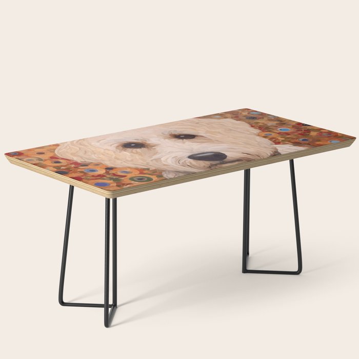 White Klimt Dog with Curly Hair Coffee Table Gallery Image 1