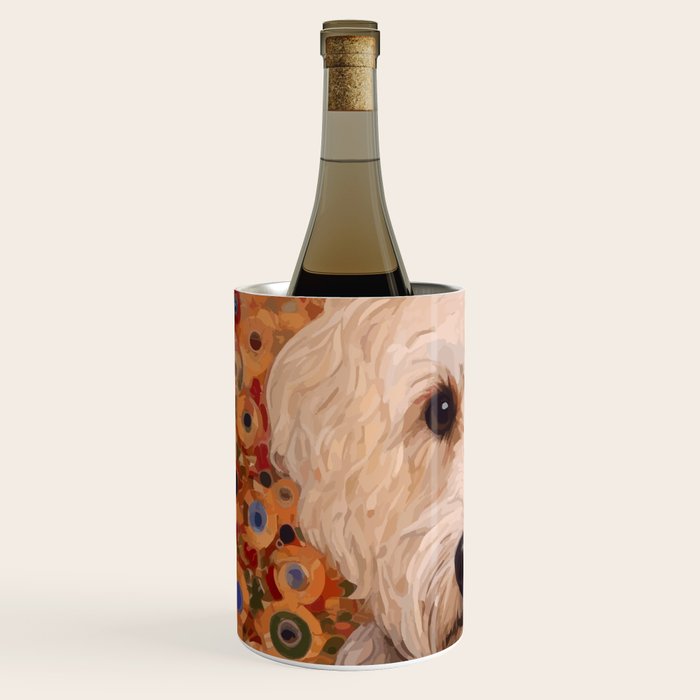 White Klimt Dog with Curly Hair Wine Chiller Gallery Image 2