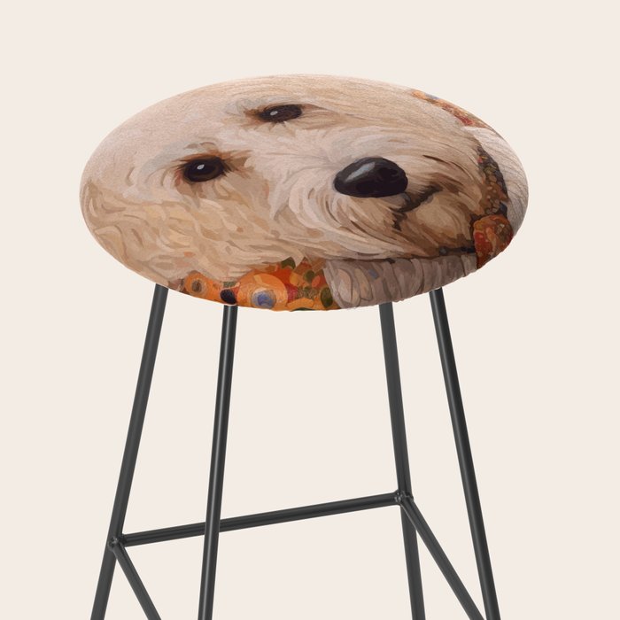White Klimt Dog with Curly Hair Stool Gallery Image 2