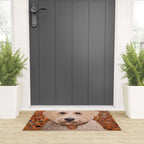 White Klimt Dog with Curly Hair Welcome Mat Gallery Image 3