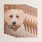 White Klimt Dog with Curly Hair Wrapping Paper Gallery Image 3