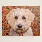 White Klimt Dog with Curly Hair Jigsaw Puzzle Gallery Image 1