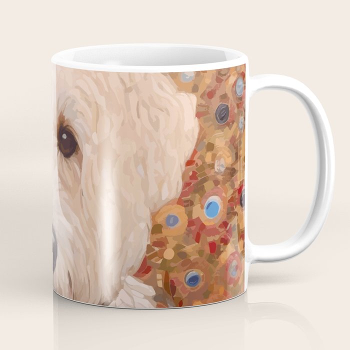 White Klimt Dog with Curly Hair Coffee Mug Gallery Image 1
