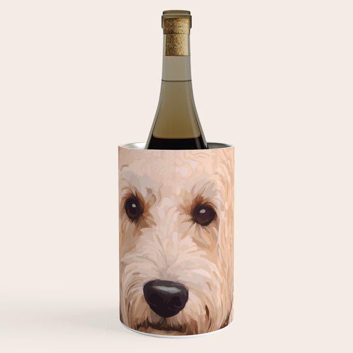 White Klimt Dog with Curly Hair Wine Chiller Gallery Image 1