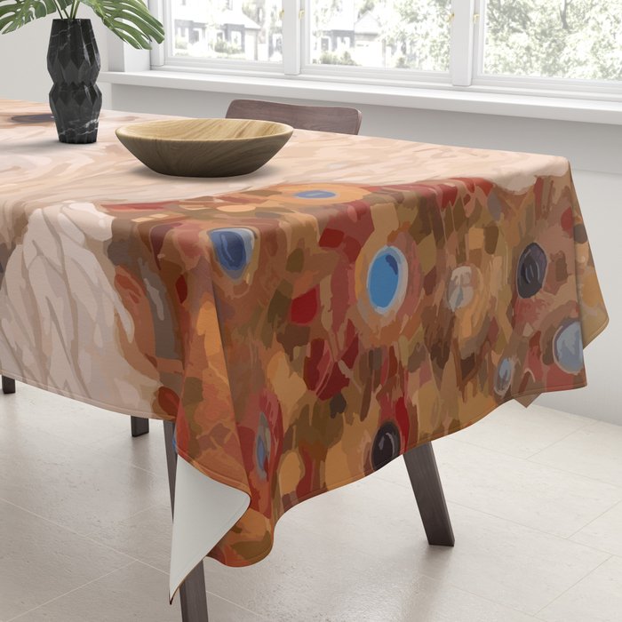 White Klimt Dog with Curly Hair Tablecloth Gallery Image 3