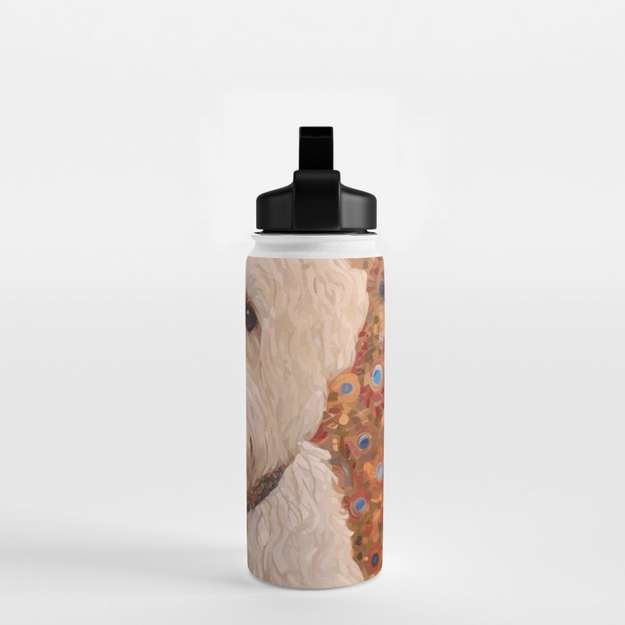 White Klimt Dog with Curly Hair Water Bottle Gallery Image 2