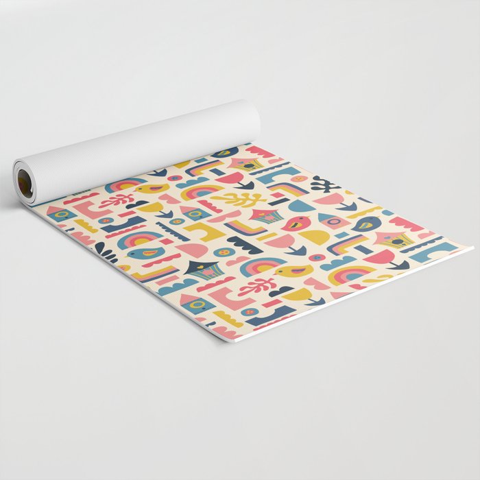 Scandinavian Birds Flowers Rainbows Kids Pattern Yoga Mat Gallery Image 2