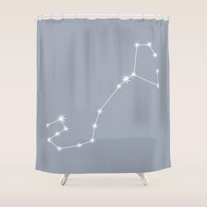 Scorpio Zodiac Star Constellation Line Art Blue Grey Shower Curtain Gallery Image 1