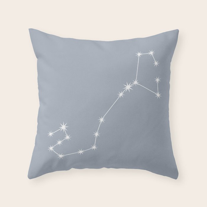 Scorpio Zodiac Star Constellation Line Art Blue Grey Throw Pillow Gallery Image 6