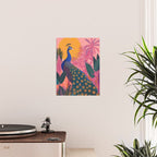 Tropical Peacock Among Pink Blossoms Poster Gallery Image 2