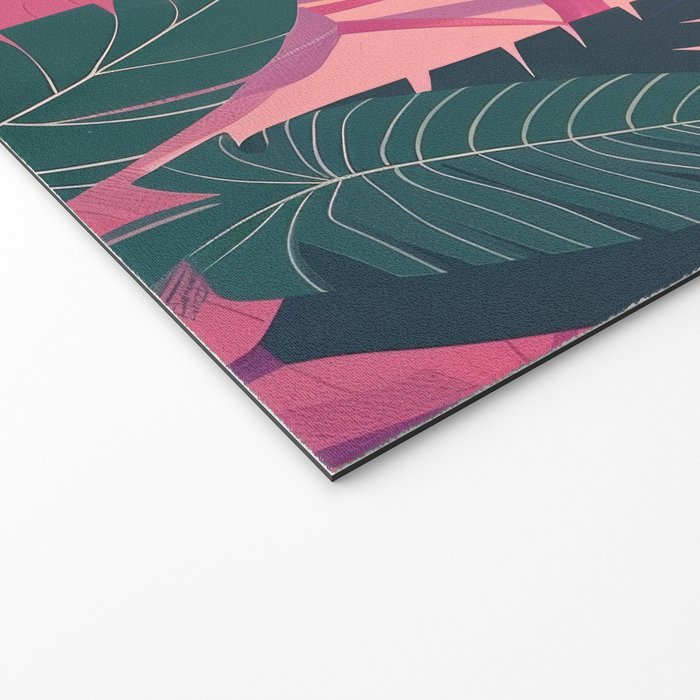 Tropical Peacock Among Pink Blossoms Welcome Mat Gallery Image 2