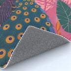 Tropical Peacock Among Pink Blossoms Rug Gallery Image 4