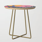Tropical Peacock Among Pink Blossoms Side Table Gallery Image 1