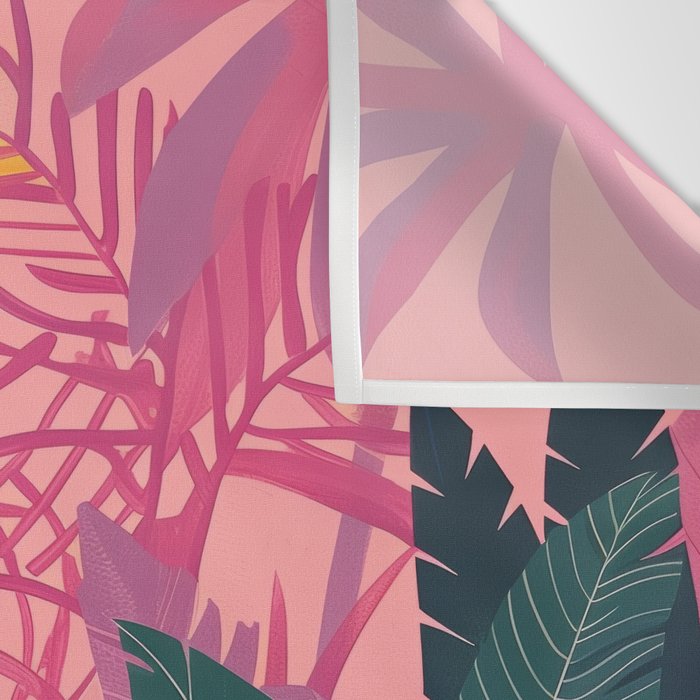 Tropical Peacock Among Pink Blossoms Wall Tapestry Gallery Image 3