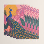 Tropical Peacock Among Pink Blossoms Wrapping Paper Gallery Image 3