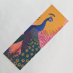 Tropical Peacock Among Pink Blossoms Yoga Mat Gallery Image 1