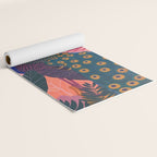 Tropical Peacock Among Pink Blossoms Yoga Mat Gallery Image 2