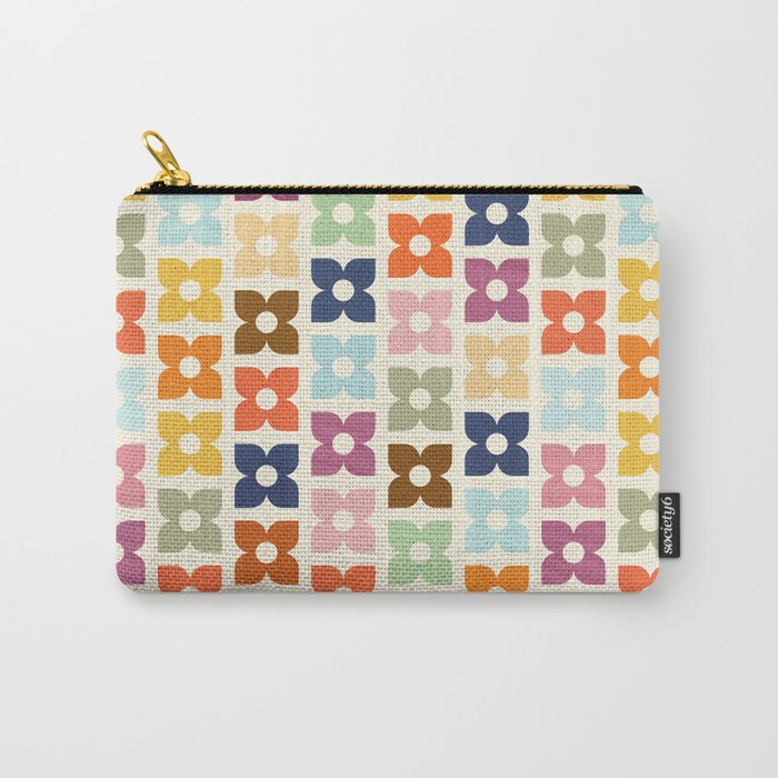 Retro Nostalgic Pastel Flowers Carry All Pouch Gallery Image 1