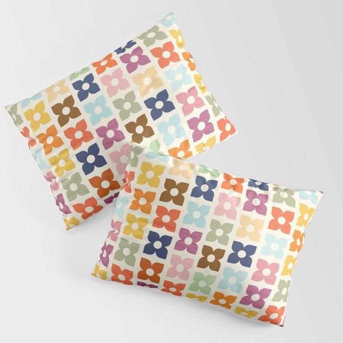 Retro Nostalgic Pastel Flowers Pillow Sham Gallery Image 3