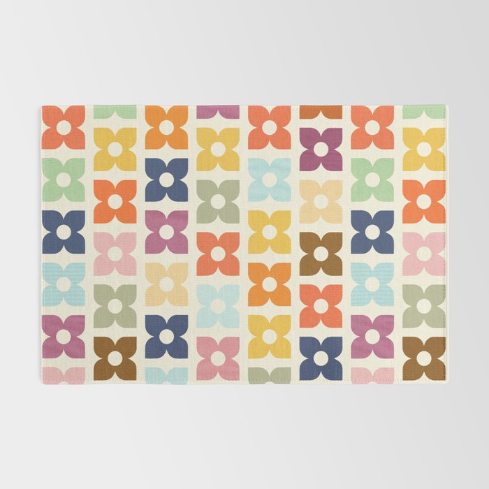 Retro Nostalgic Pastel Flowers Rug Gallery Image 2