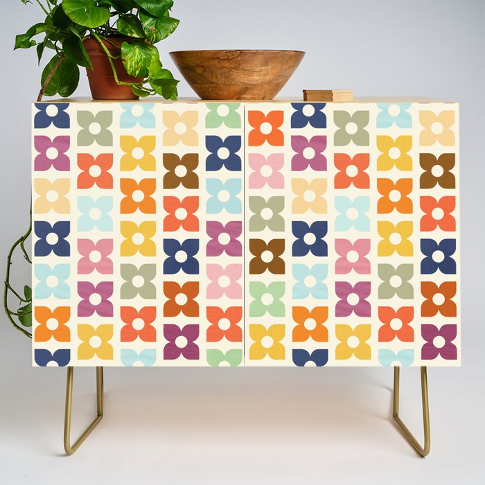 Retro Nostalgic Pastel Flowers Credenza Gallery Image 1