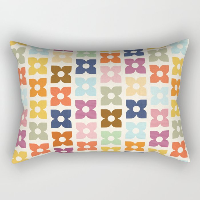 Retro Nostalgic Pastel Flowers Rectangular Pillow Gallery Image 1