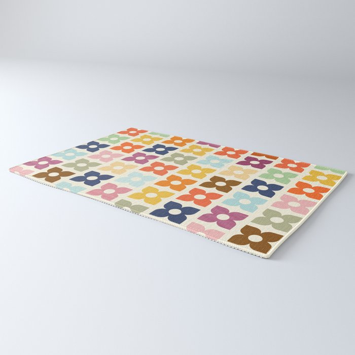 Retro Nostalgic Pastel Flowers Rug Gallery Image 3