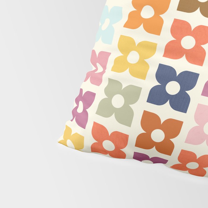 Retro Nostalgic Pastel Flowers Pillow Sham Gallery Image 4