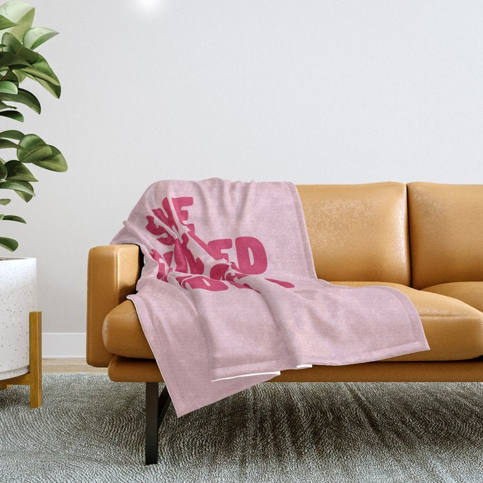 She Believed She Could So She Did in Pink Throw Blanket Gallery Image 1