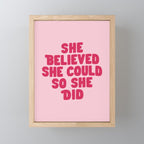 She Believed She Could So She Did in Pink Mini Art Print Gallery Image 1
