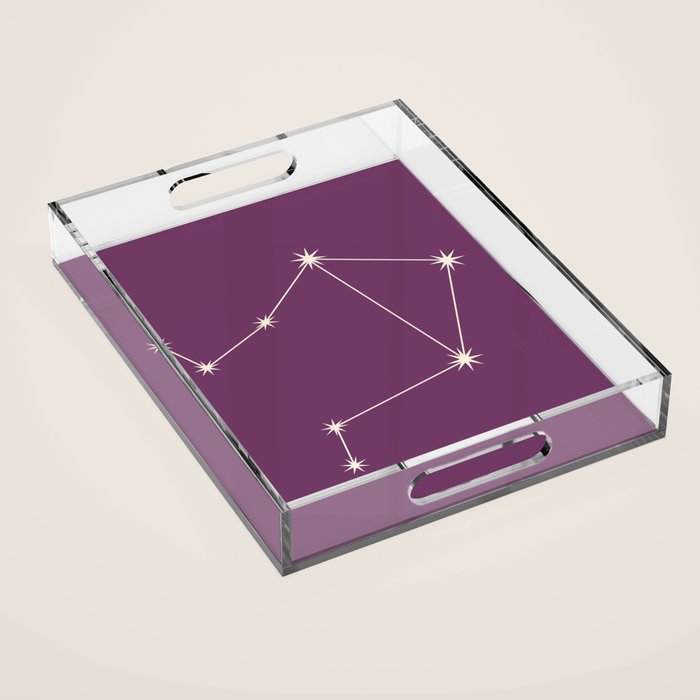 Libra Zodiac Star Constellation Line Art Mauve Purple Acrylic Tray Gallery Image 1