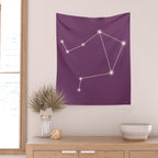 Libra Zodiac Star Constellation Line Art Mauve Purple Wall Tapestry Gallery Image 2