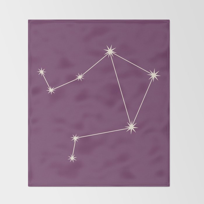 Libra Zodiac Star Constellation Line Art Mauve Purple Throw Blanket Gallery Image 2