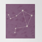 Libra Zodiac Star Constellation Line Art Mauve Purple Throw Blanket Gallery Image 2