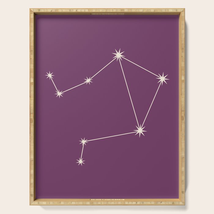 Libra Zodiac Star Constellation Line Art Mauve Purple Serving Tray Gallery Image 1