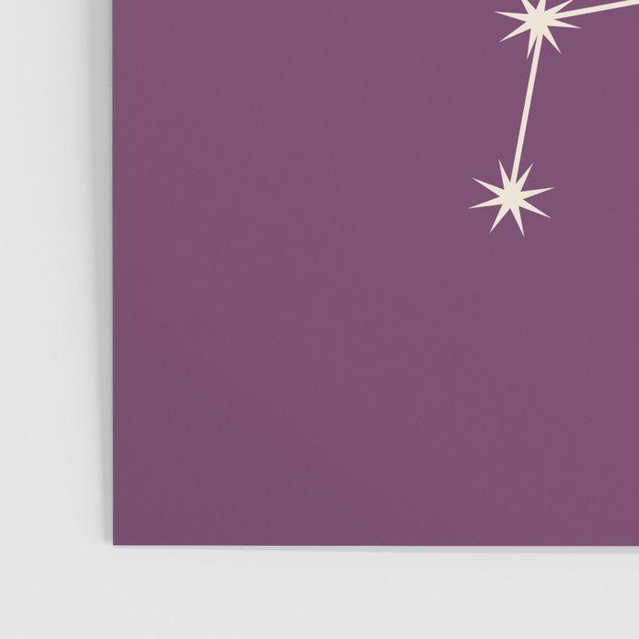 Libra Zodiac Star Constellation Line Art Mauve Purple Poster Gallery Image 3