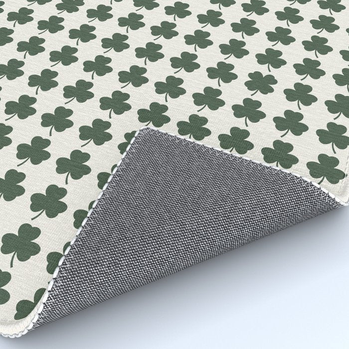 Clovers XXXVIII Dark Green Botanical Pattern Rug Gallery Image 4