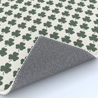 Clovers XXXVIII Dark Green Botanical Pattern Rug Gallery Image 4