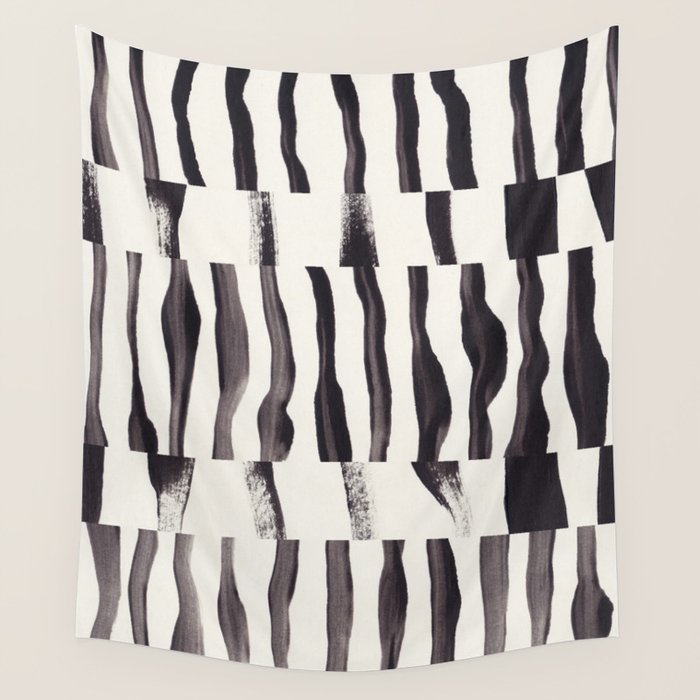 Black & White Abstract Collage #2 Wall Tapestry Gallery Image 4