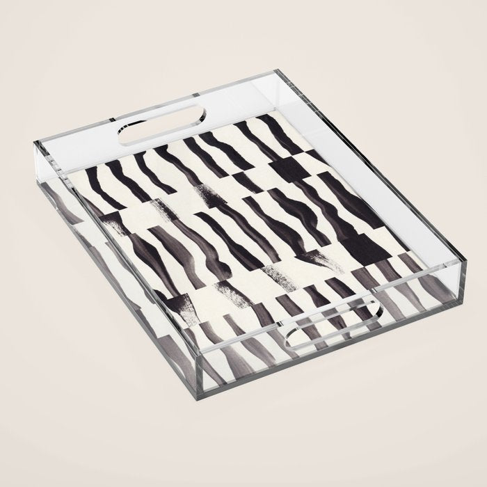 Black & White Abstract Collage #2 Acrylic Tray Gallery Image 1