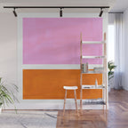 Pastel Neon Pink Yellow Ochre Mid Century Modern Abstract Minimalist Rothko Color Field Squares Wall Mural Gallery Image 1