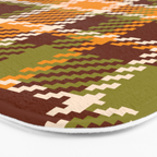 Retro 70s autumn tartan brown moss green mustard yellow pattern Bath Mat Gallery Image 3