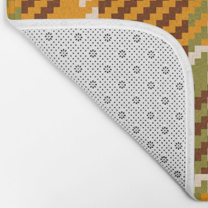 Retro 70s autumn tartan brown moss green mustard yellow pattern Bath Mat Gallery Image 2