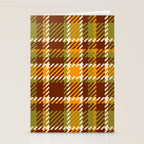 Retro 70s autumn tartan brown moss green mustard yellow pattern Stationery Card Gallery Image 2