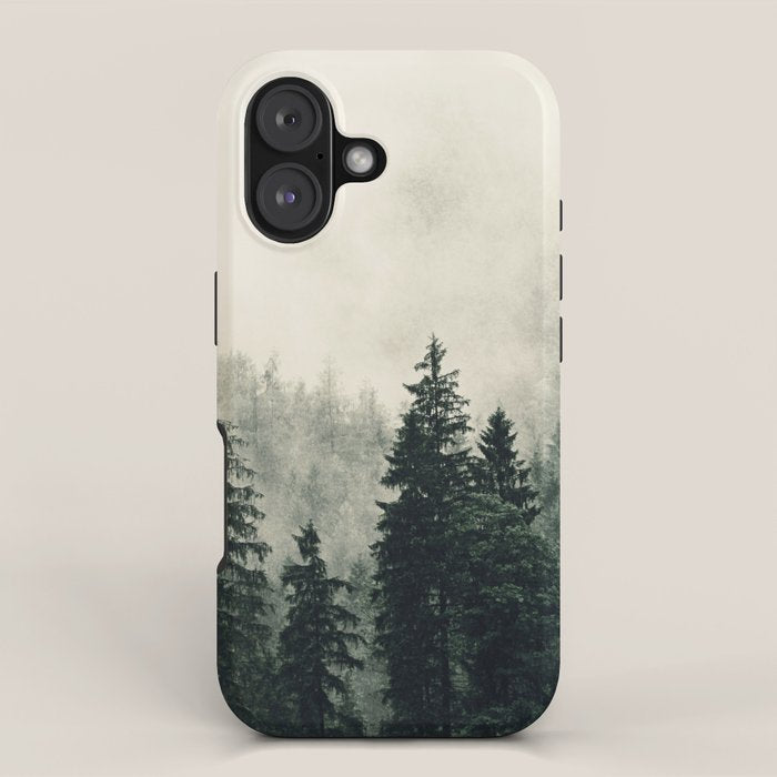 Thick pine forest in the descending mist iPhone Case Gallery Image 1