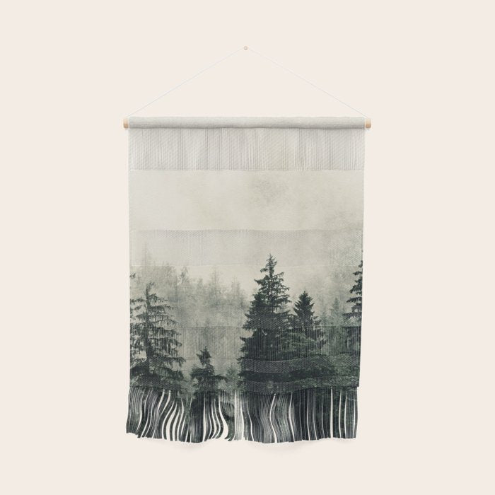 Thick pine forest in the descending mist Wall Hanging Gallery Image 1
