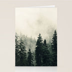 Thick pine forest in the descending mist Stationery Card Gallery Image 2