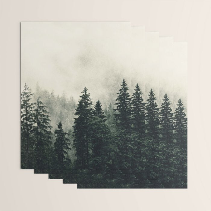 Thick pine forest in the descending mist Wrapping Paper Gallery Image 3